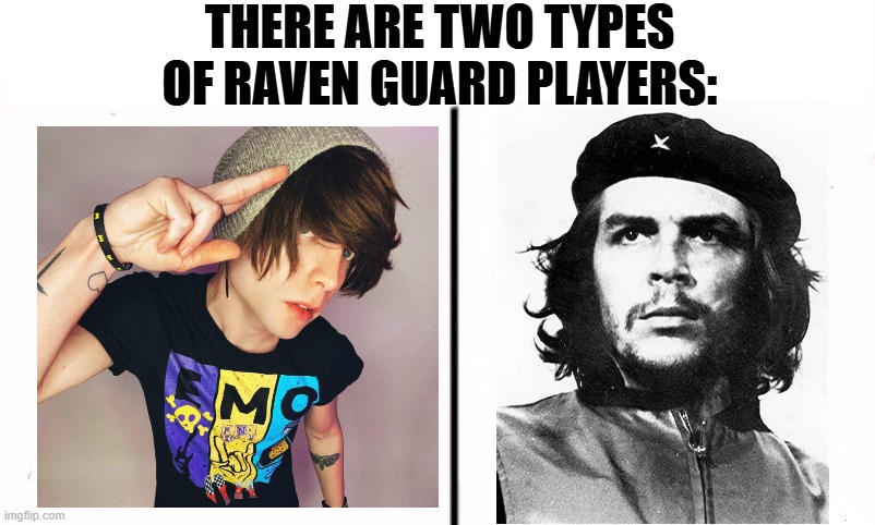 witch, are you? | THERE ARE TWO TYPES OF RAVEN GUARD PLAYERS: | image tagged in two types of people in this world | made w/ Imgflip meme maker