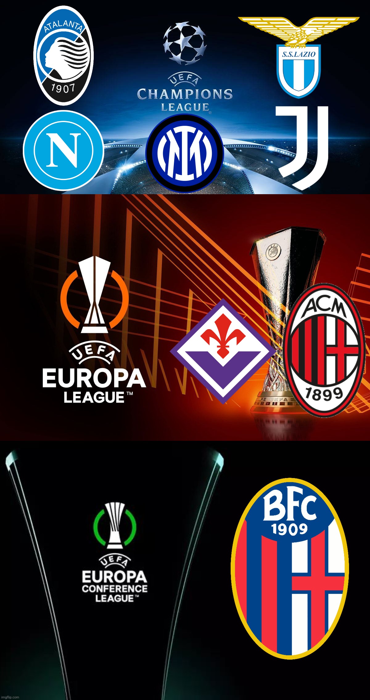 PREDICTION: Projected Italian Serie A Enilive's UEFA Club Competitions Teams 2025/2026 | image tagged in uefa champions league,milan,inter,juve,atalanta,napoli | made w/ Imgflip meme maker