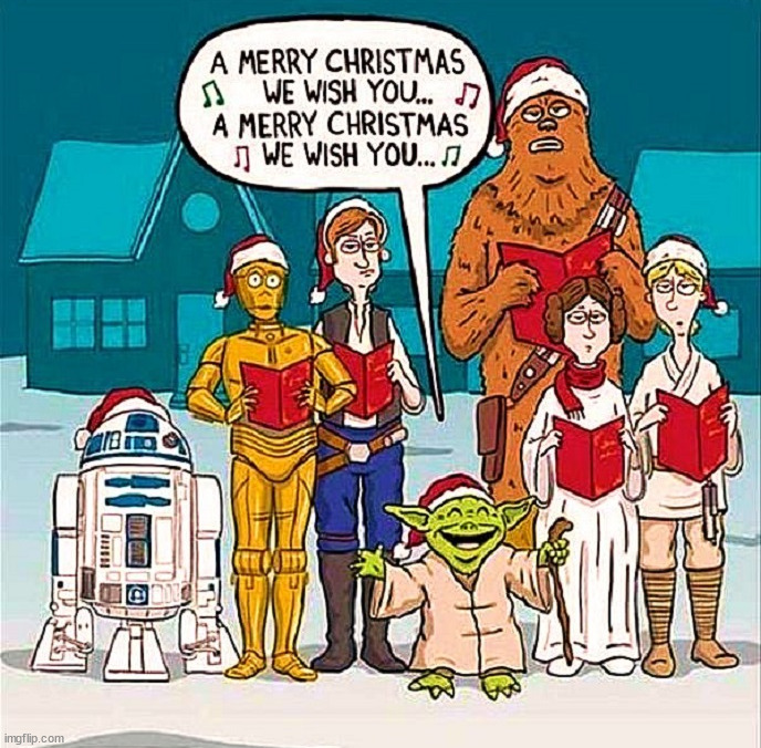 Star Wars Christmas | image tagged in christmas,star wars,yoda,star wars yoda,caroling,merry christmas | made w/ Imgflip meme maker