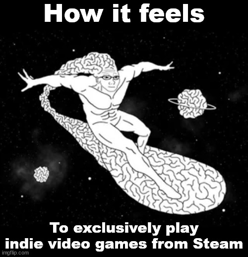 sm0rt | How it feels; To exclusively play indie video games from Steam | made w/ Imgflip meme maker