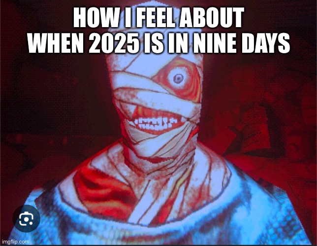 Time goes fast | HOW I FEEL ABOUT WHEN 2025 IS IN NINE DAYS | image tagged in curly mouthwashing,2025,nine days till 2025,mouthwashing,mouthwashing rules | made w/ Imgflip meme maker