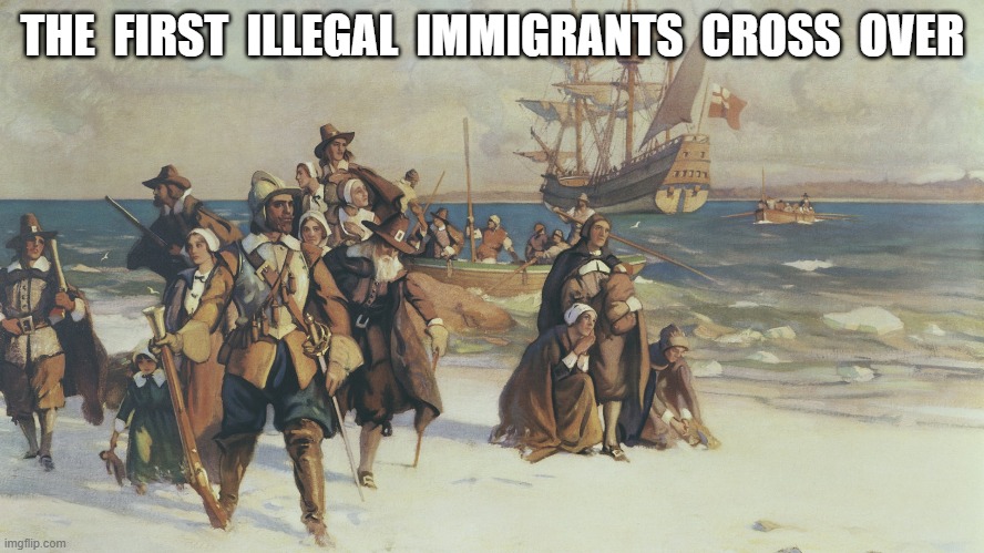 They're Taking Over! | THE  FIRST  ILLEGAL  IMMIGRANTS  CROSS  OVER | image tagged in illegal immigration | made w/ Imgflip meme maker