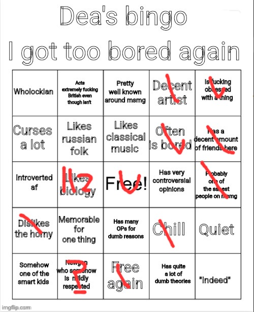 Dea's bingo | image tagged in dea's bingo | made w/ Imgflip meme maker