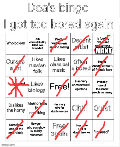 Dea's bingo | MANY | image tagged in dea's bingo | made w/ Imgflip meme maker