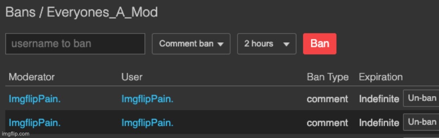 permabanned myself and removed my own mod | made w/ Imgflip meme maker