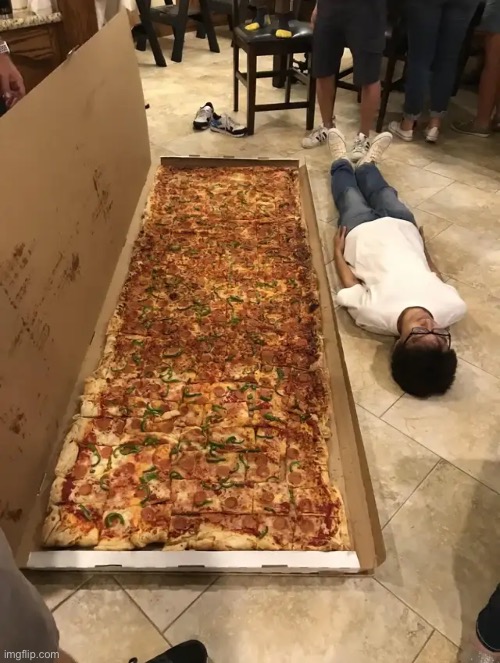 pizza (kojima for scale) | made w/ Imgflip meme maker