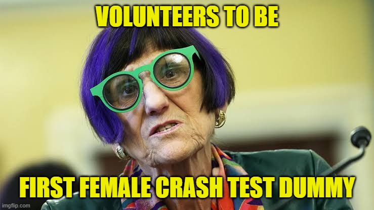 VOLUNTEERS TO BE FIRST FEMALE CRASH TEST DUMMY | made w/ Imgflip meme maker