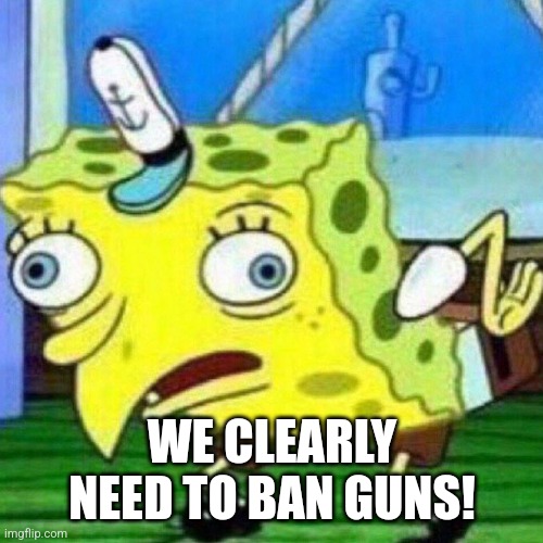 triggerpaul | WE CLEARLY NEED TO BAN GUNS! | image tagged in triggerpaul | made w/ Imgflip meme maker