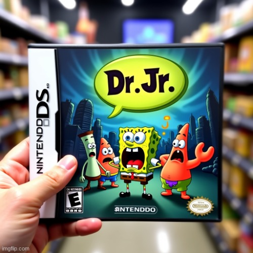 ai sponge anyone? (AI generated image by glif) | image tagged in dr jr nintendo ds game,spongebob,dr jr,ai sponge,ai,funny memes | made w/ Imgflip meme maker