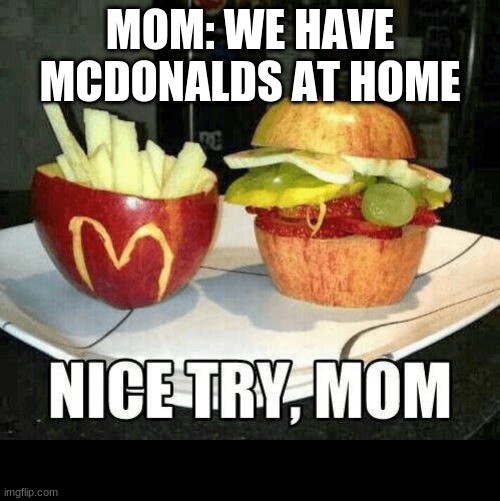 McDonalds at home | MOM: WE HAVE MCDONALDS AT HOME | image tagged in funny memes,lol,mom,mcdonalds | made w/ Imgflip meme maker