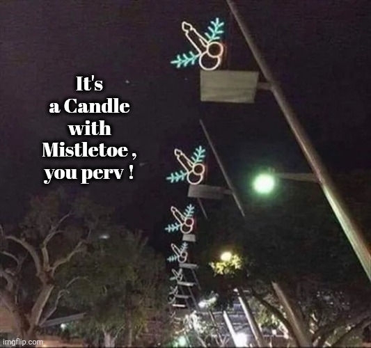 Decking the Halls | It's a Candle with Mistletoe ,
you perv ! | image tagged in dirty mind,christmas decorations,innocent,happy holidays | made w/ Imgflip meme maker