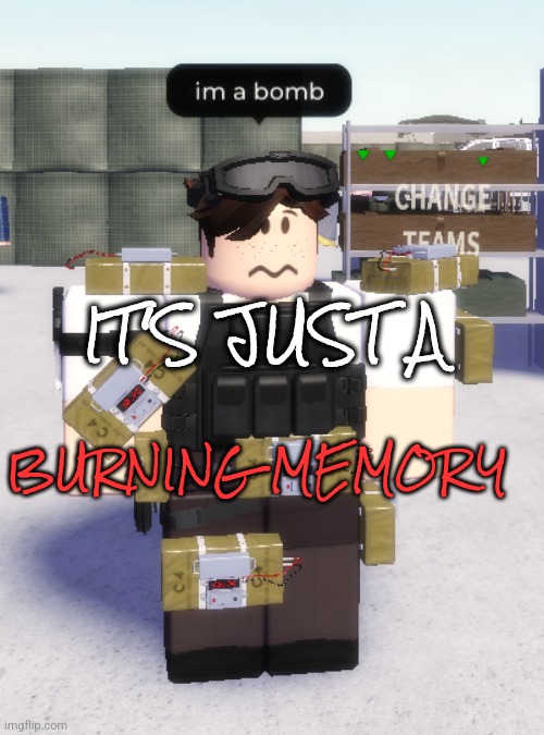 im a bomb | IT'S JUST A; BURNING MEMORY | image tagged in im a bomb | made w/ Imgflip meme maker