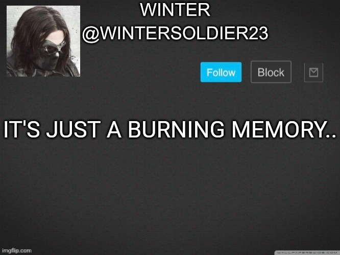 Wintersoldier23 | IT'S JUST A BURNING MEMORY.. | image tagged in wintersoldier23 | made w/ Imgflip meme maker