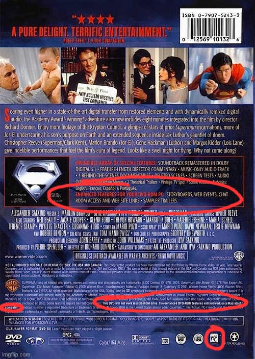 WB Product Recall - Superman: The Movie (1978) | image tagged in warner bros,superman,warner bros discovery,dvd,movie,dc comics | made w/ Imgflip meme maker