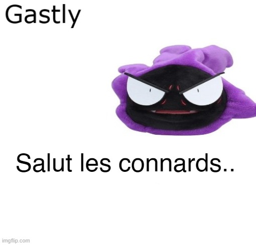 Gastly | Salut les connards.. | image tagged in gastly | made w/ Imgflip meme maker