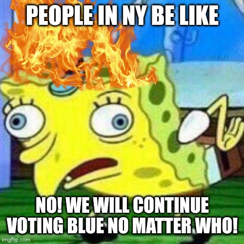 triggerpaul | PEOPLE IN NY BE LIKE NO! WE WILL CONTINUE VOTING BLUE NO MATTER WHO! | image tagged in triggerpaul | made w/ Imgflip meme maker