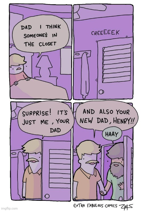 2 dads | image tagged in dads,dad,surprise,closet,comics/cartoons,comics | made w/ Imgflip meme maker