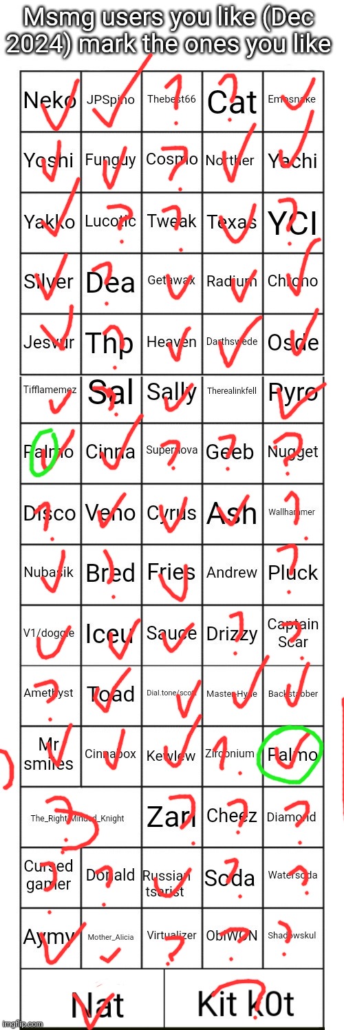 ? means idk the user or don't know a lot (nothing is just I don't like you lmao sorry) also why tf is palmo here twice | image tagged in msmg users you like december 2024 | made w/ Imgflip meme maker