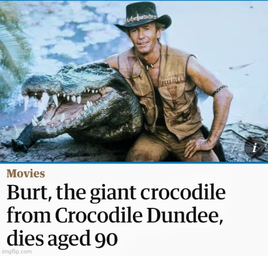 We Lost Another Legend | image tagged in rest in peace,actor,crocodile,every legend has a weakness,movie star | made w/ Imgflip meme maker