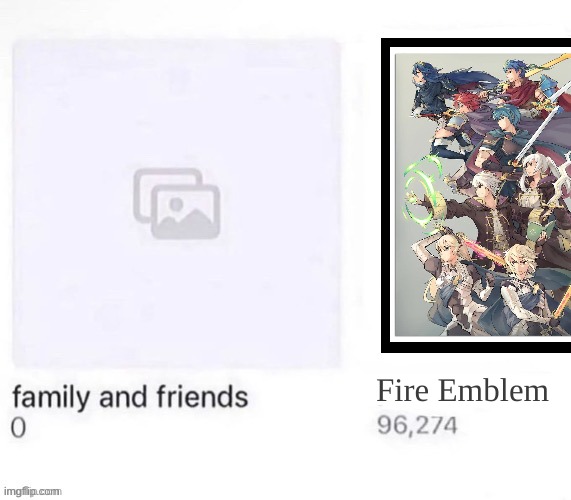 Family and Friends vs X | Fire Emblem | image tagged in family and friends vs x | made w/ Imgflip meme maker
