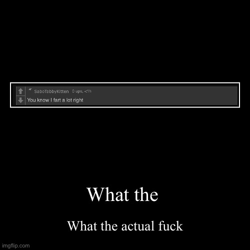 What the | What the actual fuck | image tagged in funny,demotivationals | made w/ Imgflip demotivational maker