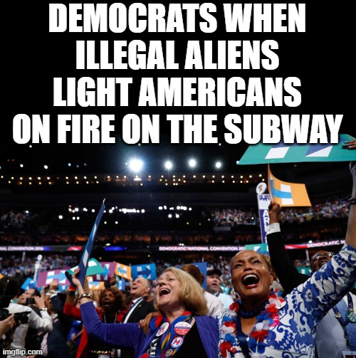 DEMOCRATS WHEN ILLEGAL ALIENS LIGHT AMERICANS ON FIRE ON THE SUBWAY | made w/ Imgflip meme maker