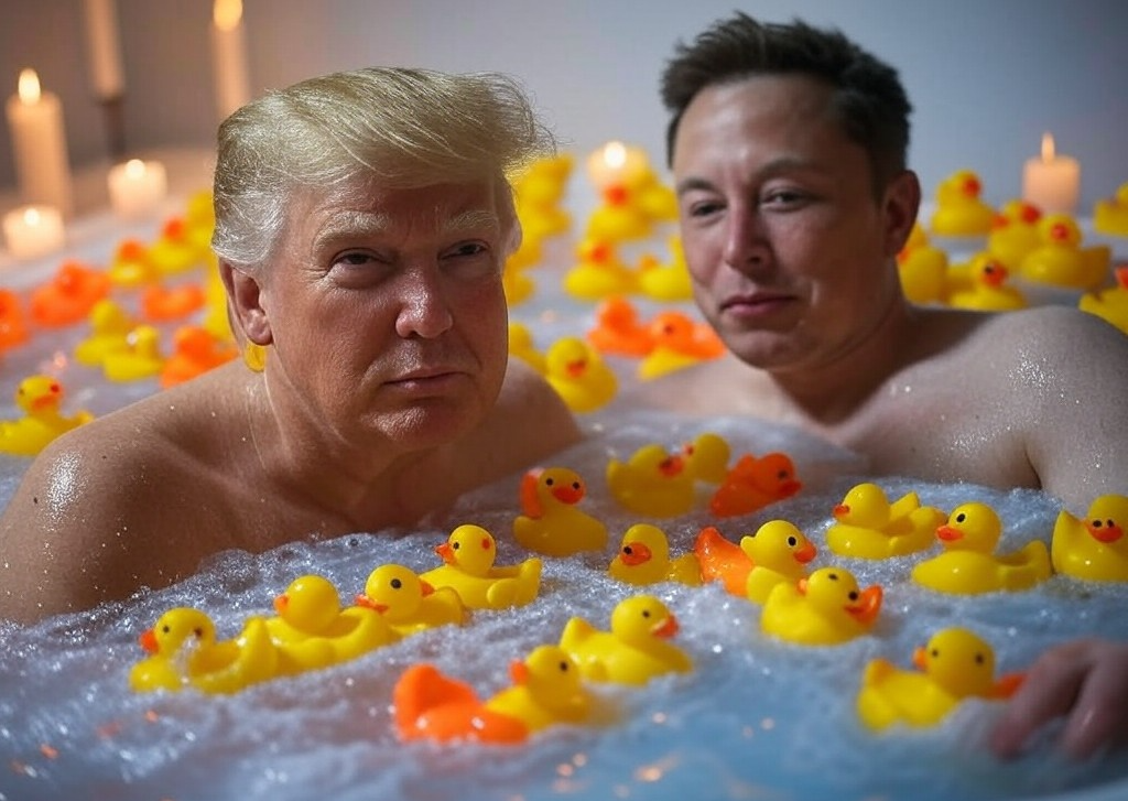 Trump Musk #elonald bath rubber duckies Bromance Blank Meme Template