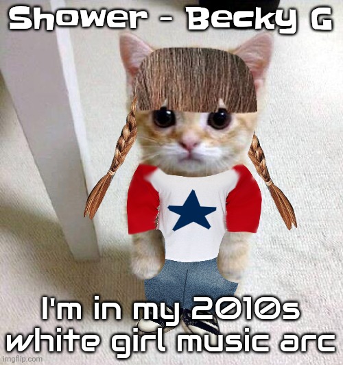 Nyami | Shower - Becky G; I'm in my 2010s white girl music arc | image tagged in nyami | made w/ Imgflip meme maker