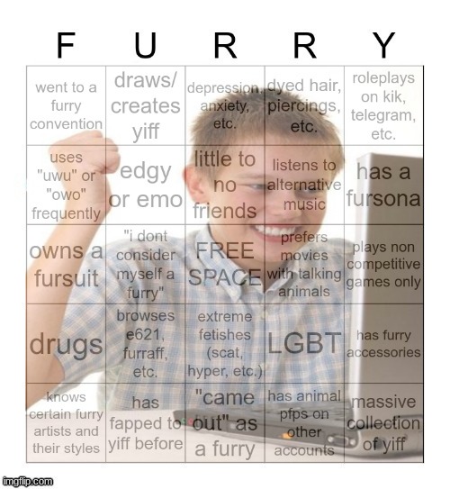 Furry Bingo V2 | image tagged in count,your,days,quilt | made w/ Imgflip meme maker