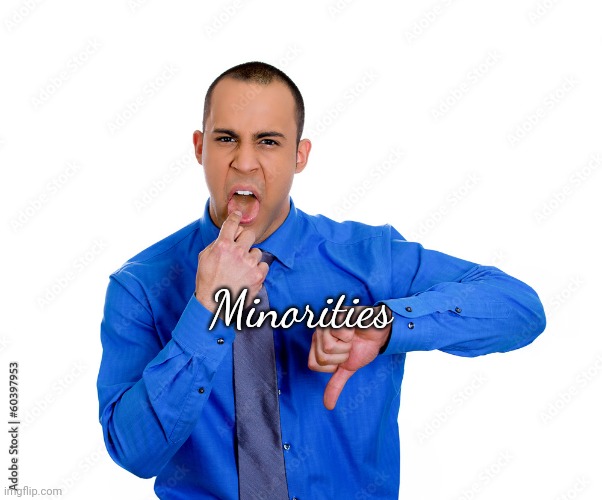 disapproving cannibal | Minorities | image tagged in disapproving cannibal | made w/ Imgflip meme maker