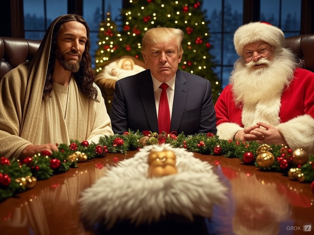 Jesus Trump and Santa 1 Blank Meme Template