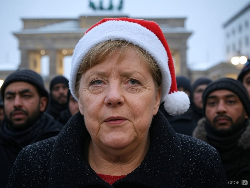 Angela Merkel Santa Hat Blank Meme Template