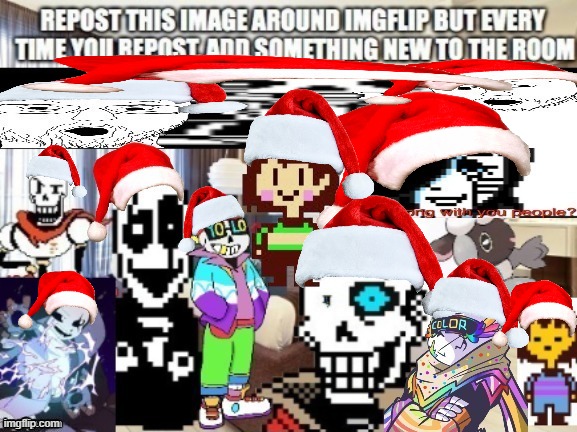 gave every characters Santa hat lol | image tagged in undertale,repost | made w/ Imgflip meme maker