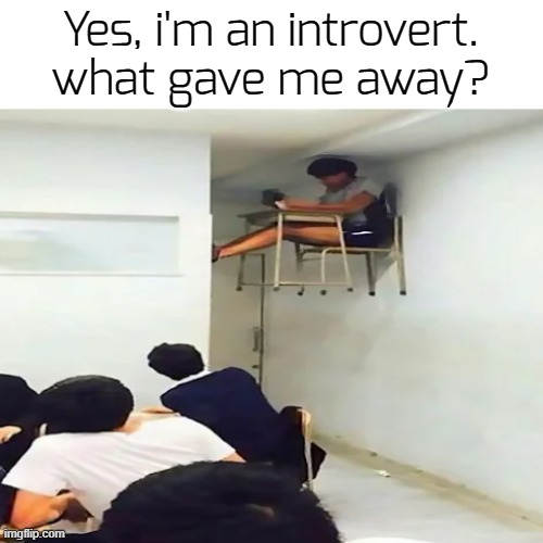 XD | Yes, i'm an introvert. what gave me away? | image tagged in funny,memes | made w/ Imgflip meme maker