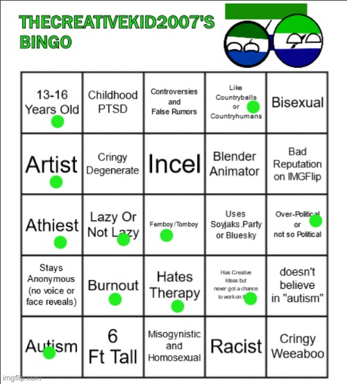 TheCreativeKid2007's Official Bingo | image tagged in thecreativekid2007's official bingo | made w/ Imgflip meme maker