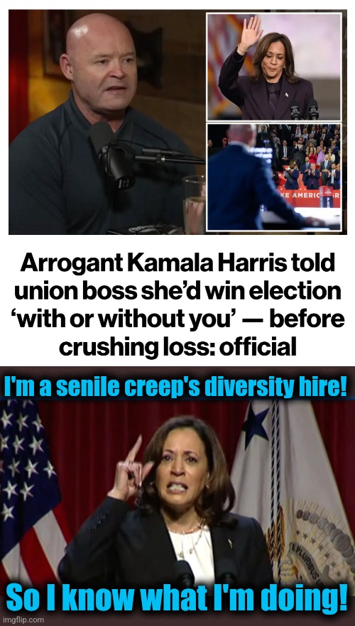 I'm a senile creep's diversity hire! So I know what I'm doing! | image tagged in kamala angry,memes,joe biden,incompetence,diversity hyena,idiot | made w/ Imgflip meme maker