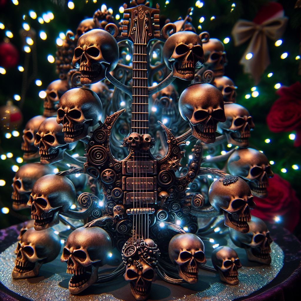 Skull guitar christmas tree Blank Meme Template