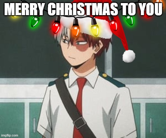 Merry Christmas. | MERRY CHRISTMAS TO YOU | image tagged in shoto todoroki | made w/ Imgflip meme maker