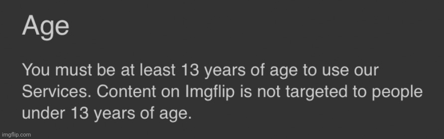 Imgflip terms of service age | image tagged in imgflip terms of service age | made w/ Imgflip meme maker