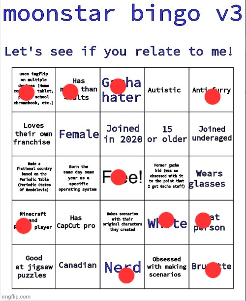 moonstar bingo v3 | image tagged in moonstar bingo v3 | made w/ Imgflip meme maker