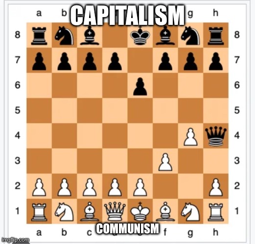 If economic systems were a chess match | CAPITALISM; COMMUNISM | image tagged in fool s mate | made w/ Imgflip meme maker