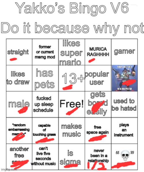 no bingo :/ | image tagged in yakko s bingo v6 | made w/ Imgflip meme maker