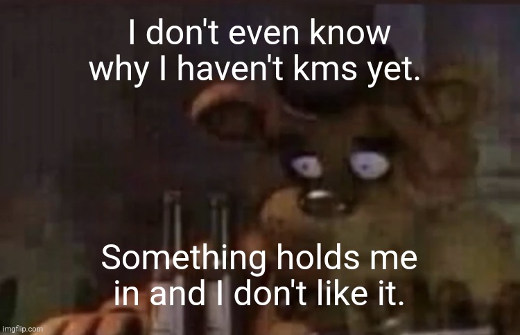 Why can't I just... | I don't even know why I haven't kms yet. Something holds me in and I don't like it. | image tagged in suicide,suicide hotline,depression,depressed | made w/ Imgflip meme maker