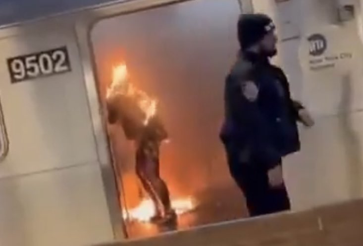 Burning Woman NYC Subway Blank Meme Template