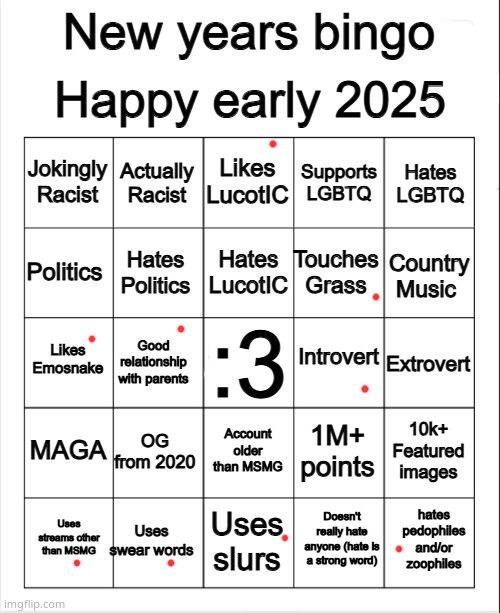 yes,i have said slurs.And no im not talking about the r "slur" | image tagged in 2025 bingo | made w/ Imgflip meme maker