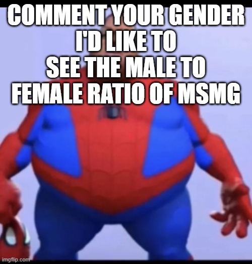 ratio | COMMENT YOUR GENDER
I'D LIKE TO SEE THE MALE TO FEMALE RATIO OF MSMG | image tagged in ratio | made w/ Imgflip meme maker