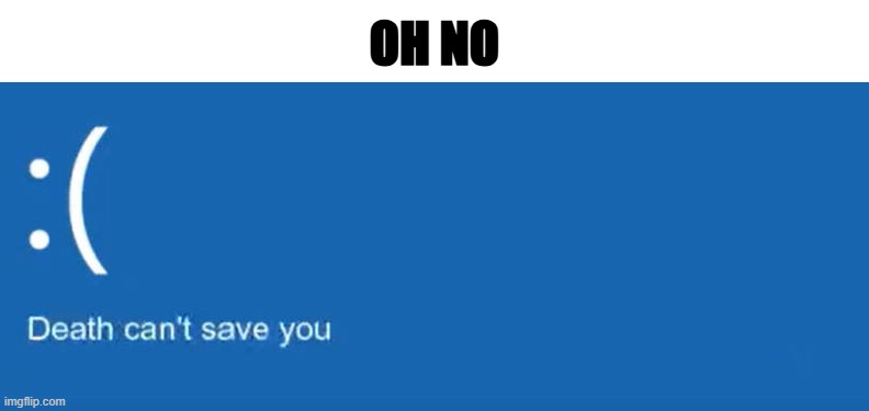 OH NO | OH NO | image tagged in blue screen of death,memes | made w/ Imgflip meme maker