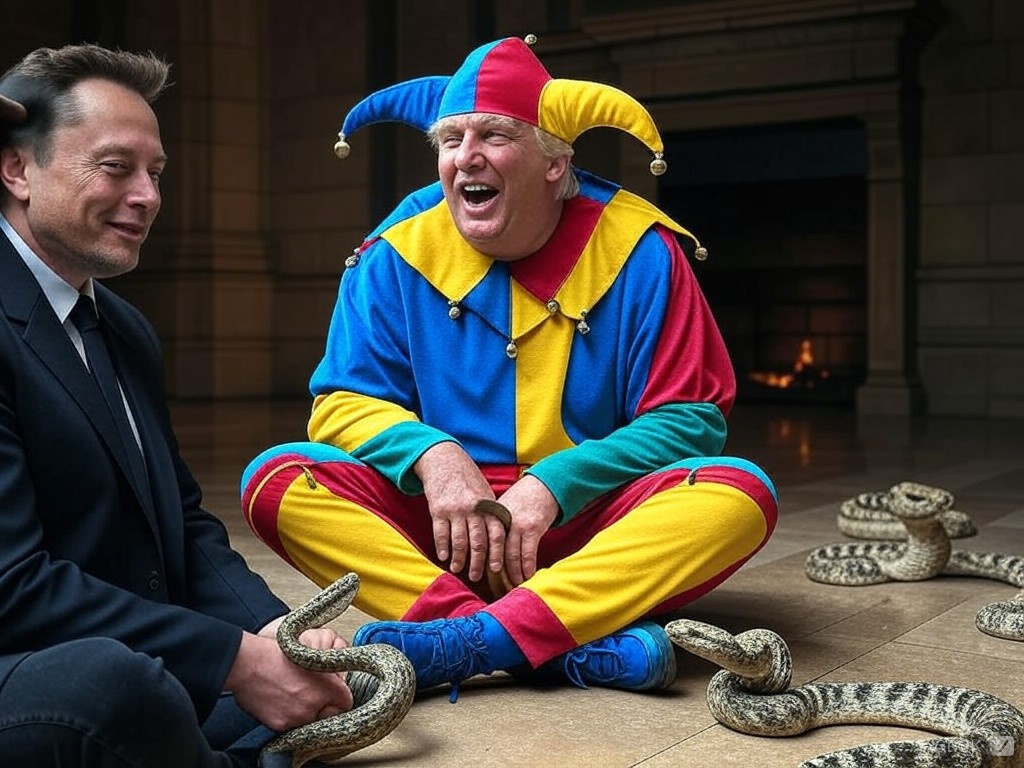 Musk and his courte jester Trump Blank Meme Template