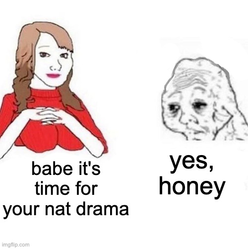 what now bro | yes, honey; babe it's time for your nat drama | image tagged in yes honey | made w/ Imgflip meme maker