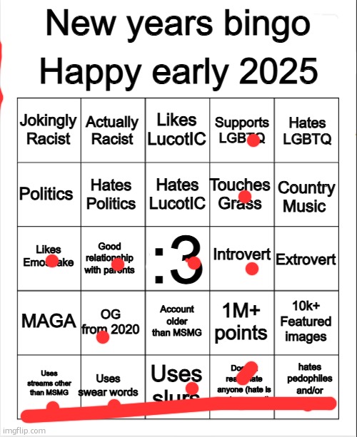 For the emosnake one, /p | image tagged in 2025 bingo | made w/ Imgflip meme maker